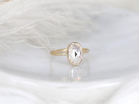 oval rose cut ring on white background sideview