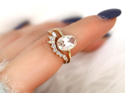 1.50ct Paris Bold 11x7mm & Deep Trix 14kt Oval Moissanite Rose Cut Solitaire Ring,Oval Ring,Bezel Set Minimalist Ring,Celestial Ring Set