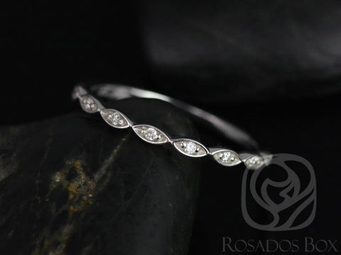 Ultra Petite Leah 14kt WITHOUT Milgrain Diamonds HALFWAY Eternity Ring,Art Deco Ring,Unique Diamond Ring,Stacking Ring,Anniversary Gift