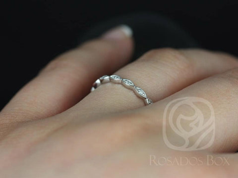 Ultra Petite Leah 14kt WITHOUT Milgrain Diamonds HALFWAY Eternity Ring,Art Deco Ring,Unique Diamond Ring,Stacking Ring,Anniversary Gift
