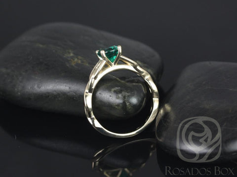 Cassidy 6mm 14kt Gold Green Emerald Celtic Love Knot Irish Round Triquetra Ring - Rosados Box