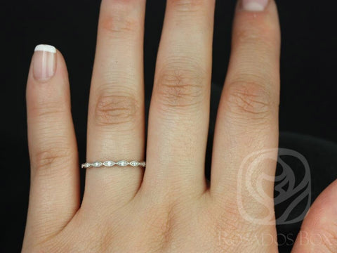 Ultra Petite Leah 14kt WITHOUT Milgrain Diamonds HALFWAY Eternity Ring,Art Deco Ring,Unique Diamond Ring,Stacking Ring,Anniversary Gift
