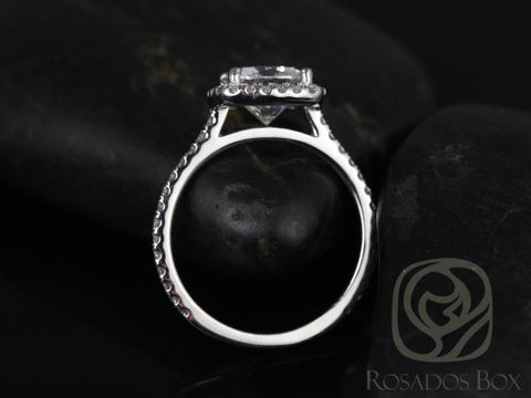 2ct Catalina 7.5mm 14kt Gold Moissanite Diamond Dainty Cushion Halo Ring
