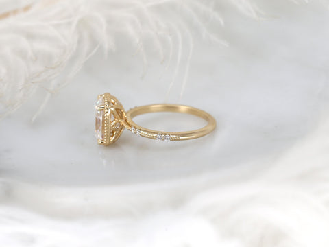 antique cut cushion button back solitaire with diamond accents side view