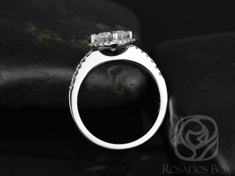 Ready to Ship 1.25ct Kitana 7mm 14kt White Gold Moissanite Diamond Kite Set Dainty Pave Cushion Halo Ring,Unique Halo Ring,Anniversary Gift