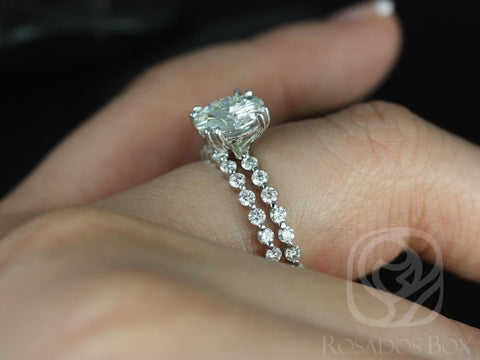 2ct Naomi 8mm 14kt Moissanite Diamond Double Talon Dainty Round Solitaire Bridal Set,Round Solitaire Ring,Round Engagement Ring Set