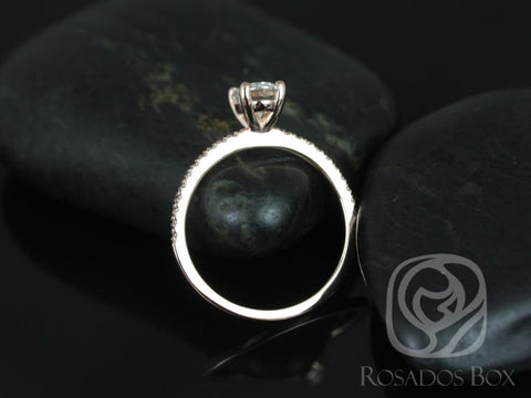 1ct Darcy 7x5mm 14kt Moissanite Diamonds Oval Solitaire Accent Ring - Rosados Box