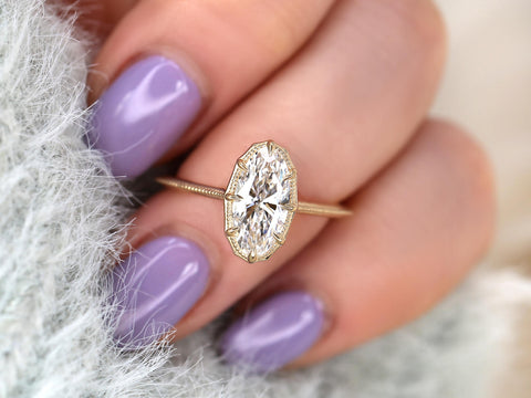 1.38ct Arcadia 14kt Diamond Oval Engagement Ring,Oval Diamond Ring,Moval Ring, Button Back Oval Ring.Oval Solitaire Ring,Vintage Ring