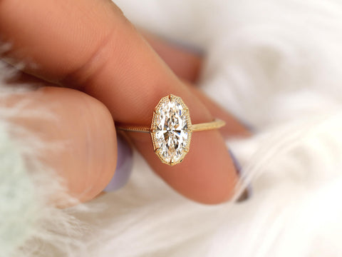 1.38ct Arcadia 14kt Diamond Oval Engagement Ring,Oval Diamond Ring,Moval Ring, Button Back Oval Ring.Oval Solitaire Ring,Vintage Ring