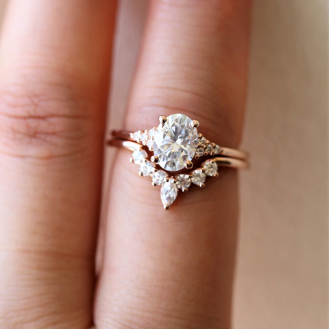 Marjorie 14kt Gold Tiara Crown Diamonds Nesting Ring - Rosados Box