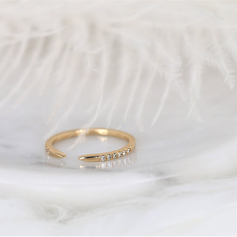 Arlo 14kt Gold Pave Diamond Minimalist Talon Open Cuff Ring - Rosados Box