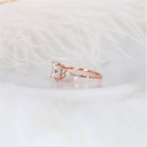 2.50ct Aspen 10x7mm 14kt Rose Gold Moissanite Diamond Minimalist Oval Cluster Ring - Rosados Box