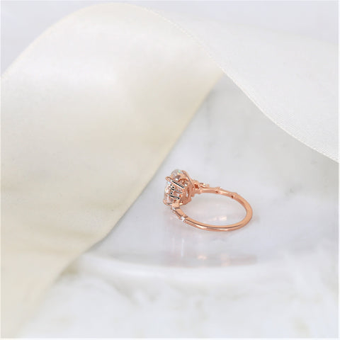 2.50ct Aspen 10x7mm 14kt Rose Gold Moissanite Diamond Minimalist Oval Cluster Ring - Rosados Box