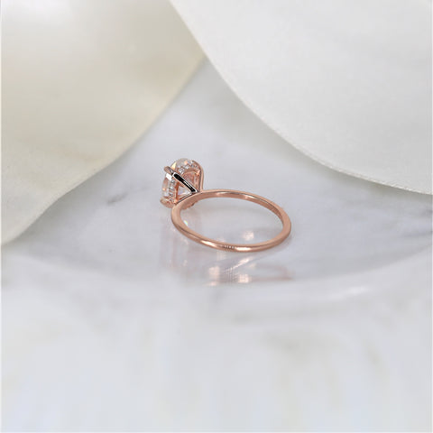 2ct Audrey 9x7mm 14kt Rose Gold Moissanite Oval Hidden Halo Ring - Rosados Box