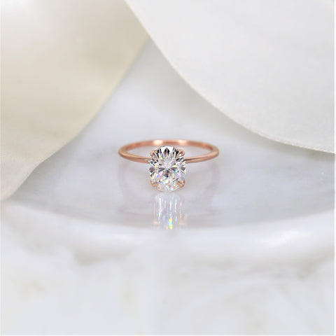 2ct Audrey 9x7mm 14kt Rose Gold Moissanite Oval Hidden Halo Ring - Rosados Box