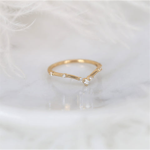 Callisto 14kt Gold Single Prong Diamond Chevron Cluster Ring - Rosados Box