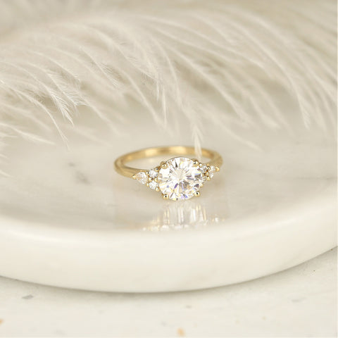 2cts Constance 8mm 14kt Gold Moissanite Diamonds Unique Round Cluster Ring - Rosados Box
