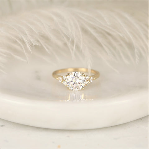 2cts Constance 8mm 14kt Gold Moissanite Diamonds Unique Round Cluster Ring - Rosados Box