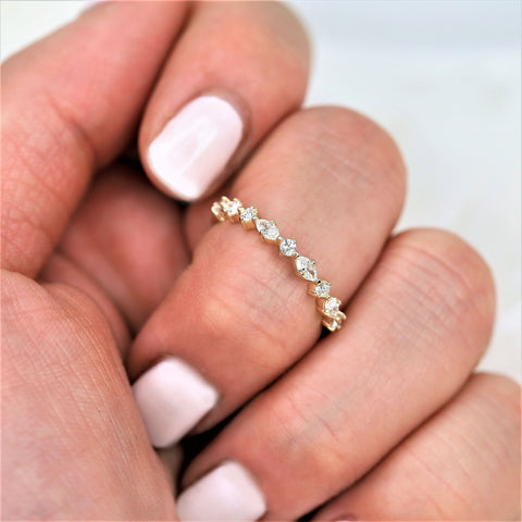 Petite Coraline 14kt Gold Diamond HALFWAY Eternity Ring - Rosados Box
