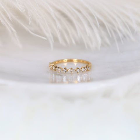 Petite Coraline 14kt Gold Diamond HALFWAY Eternity Ring - Rosados Box