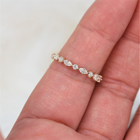 Petite Coraline 14kt Gold Diamond HALFWAY Eternity Ring - Rosados Box