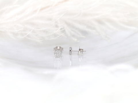 Diskco 5mm 14kt Yellow Gold Diamond Pave Disk Dainty Stud Earrings - Rosados Box