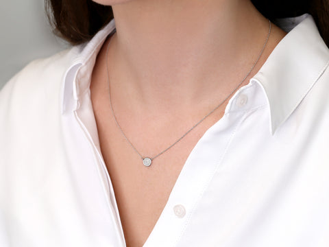 Ready to Ship Diskco 7mm 14kt WHITE Gold Diamond Floating Dainty Necklace
