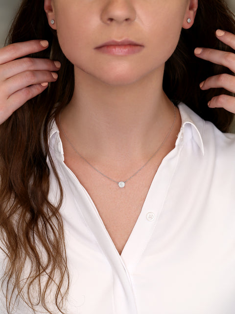 Ready to Ship Diskco 7mm 14kt ROSE Gold Diamond Dainty Disk Necklace - Rosados Box