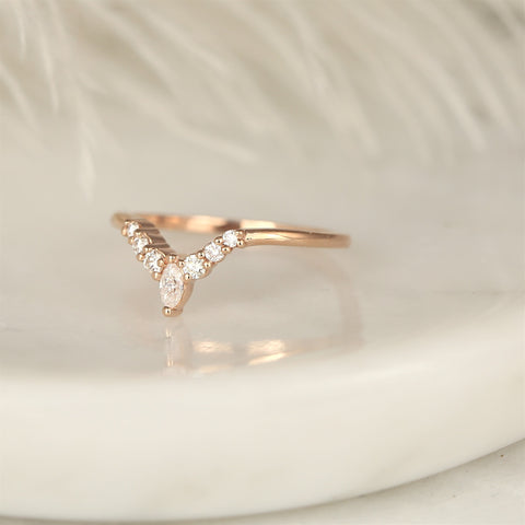 Kendall 14kt Gold Diamond Unique Curved Nesting Ring - Rosados Box