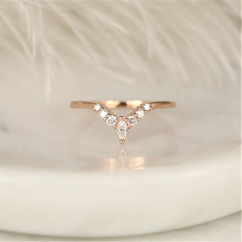 Kendall 14kt Gold Diamond Unique Curved Nesting Ring - Rosados Box