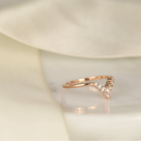 Kendall 14kt Gold Diamond Unique Curved Nesting Ring - Rosados Box