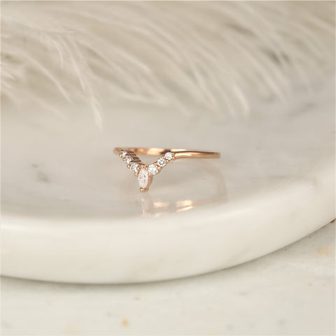 Kendall 14kt Gold Diamond Unique Curved Nesting Ring - Rosados Box