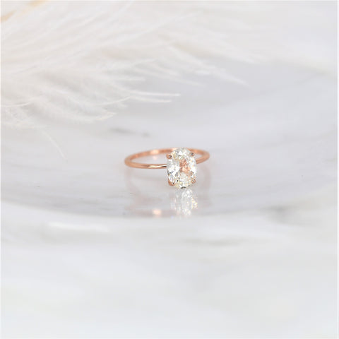 2.52ct Ready to Ship Layla 14kt Rose Gold White Sapphire Minimalist Oval Solitaire Ring - Rosados Box