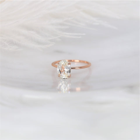 2.52ct Ready to Ship Layla 14kt Rose Gold White Sapphire Minimalist Oval Solitaire Ring - Rosados Box