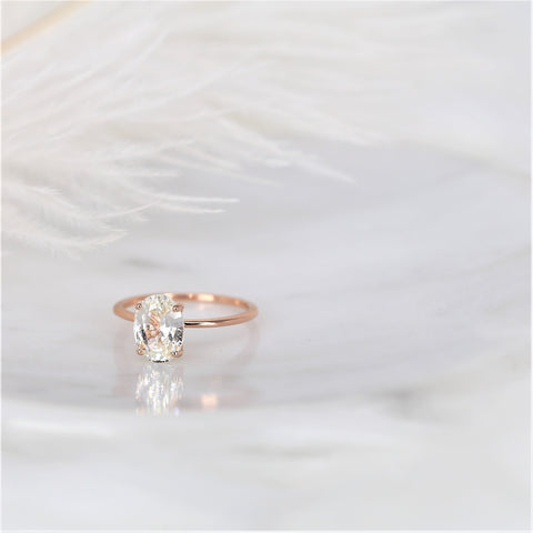 2.52ct Ready to Ship Layla 14kt Rose Gold White Sapphire Minimalist Oval Solitaire Ring - Rosados Box