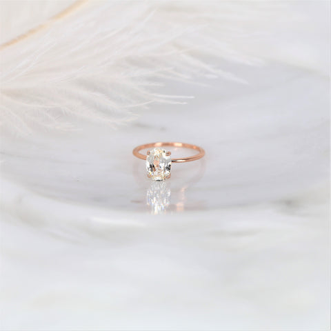 2.52ct Ready to Ship Layla 14kt Rose Gold White Sapphire Minimalist Oval Solitaire Ring - Rosados Box