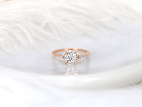 1.50ct Maddy 8x6mm 14k Gold Moissanite Diamonds Dainty Oval Cluster Ring - Rosados Box