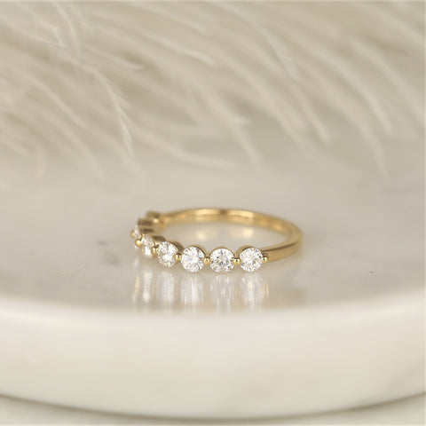 Naomi 3mm 14kt Gold Moissanite HALFWAY Eternity Ring - Rosados Box