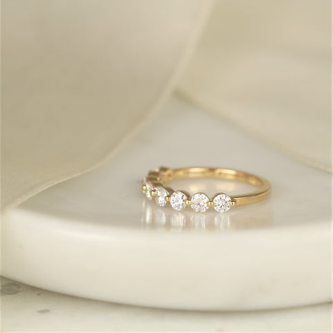 Naomi 3mm 14kt Gold Moissanite HALFWAY Eternity Ring - Rosados Box