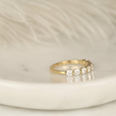 Naomi 3mm 14kt Gold Moissanite HALFWAY Eternity Ring - Rosados Box