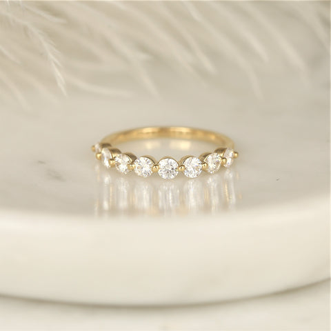 Naomi 3mm 14kt Gold Moissanite HALFWAY Eternity Ring - Rosados Box