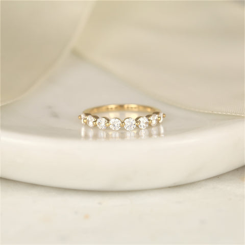 Naomi 3mm 14kt Gold Moissanite HALFWAY Eternity Ring - Rosados Box