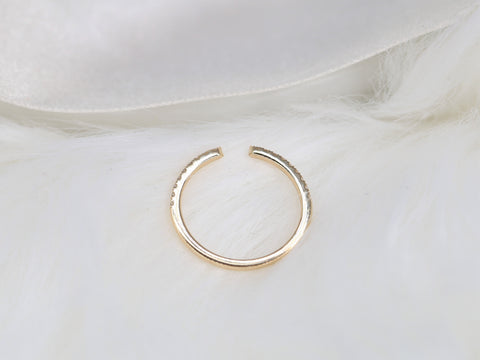 Ofelia 14kt Gold Pave Diamond Minimalist Open Cuff Ring - Rosados Box