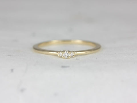 Pax 14kt Gold Round Diamond 3 Stone Stacking - Rosados Box