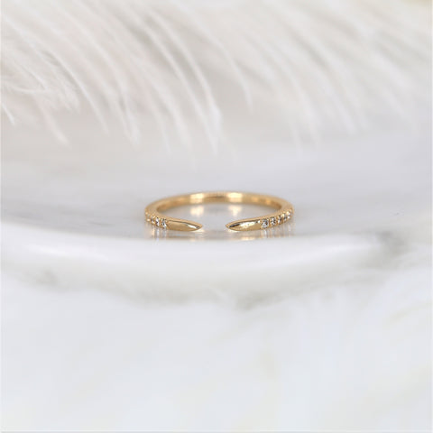 Arlo 14kt Gold Pave Diamond Minimalist Talon Open Cuff Ring - Rosados Box