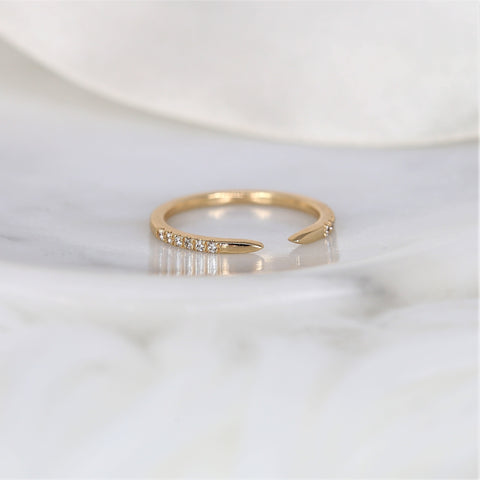 Arlo 14kt Gold Pave Diamond Minimalist Talon Open Cuff Ring - Rosados Box