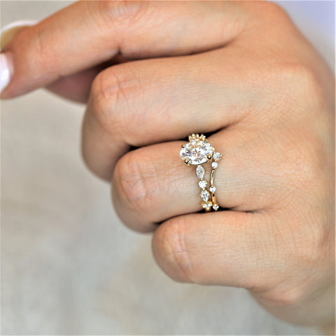 1.50ct Petite Coraline 8x6mm 14kt Moissanite Diamond Art Deco Oval Solitaire Ring - Rosados Box