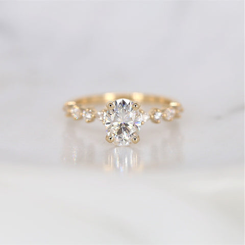 1.50ct Petite Coraline 8x6mm 14kt Moissanite Diamond Art Deco Oval Solitaire Ring - Rosados Box