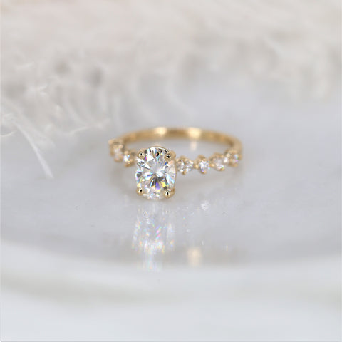 1.50ct Petite Coraline 8x6mm 14kt Moissanite Diamond Art Deco Oval Solitaire Ring - Rosados Box