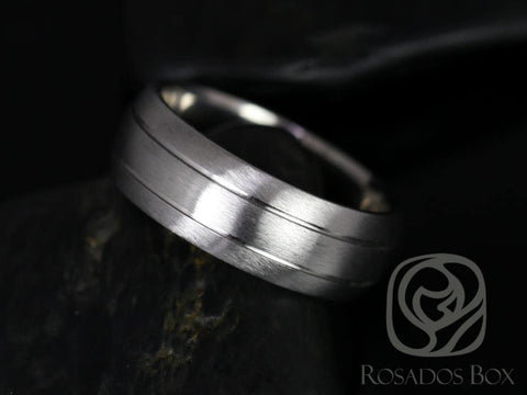 Daniel 8mm Cobalt Half Round Grooved Double Stripe Matte Finish Band - Rosados Box